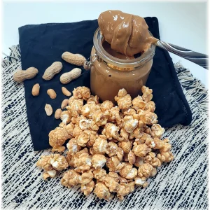 Peanut Butter Snowy Chocolate Popcorn